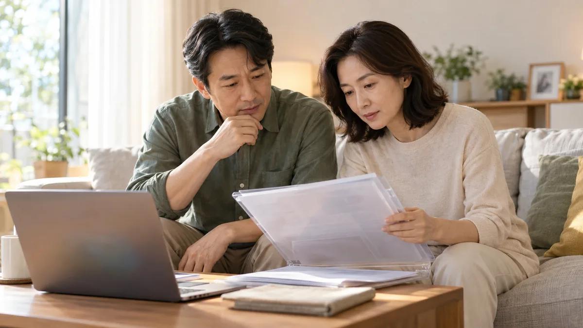 연금계좌 인출 조건을 서류로 확인하는 모습