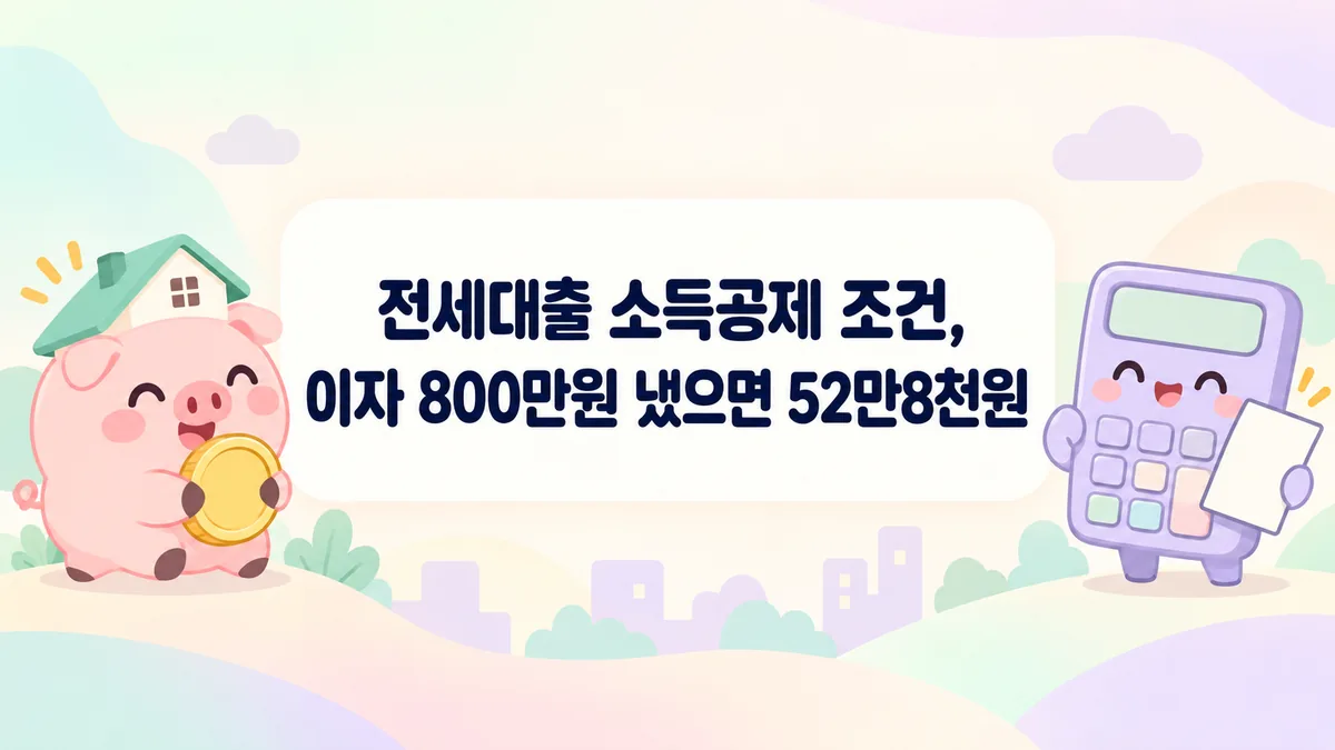 전세대출 소득공제 조건을 계산기와 서류로 확인하는 파스텔톤 일러스트